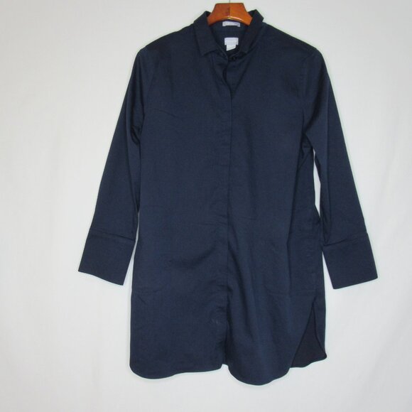 Chico's Blue No Iron Chic Stretch Hidden Button Shirt Dress Women's 2 = 12 L - Picture 7 of 9
